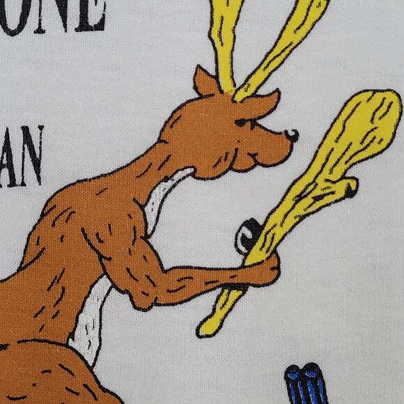 Vintage 90s Funny Deer Hunting Shirt Large 22x26 Crop USA - Picture 9 of 14